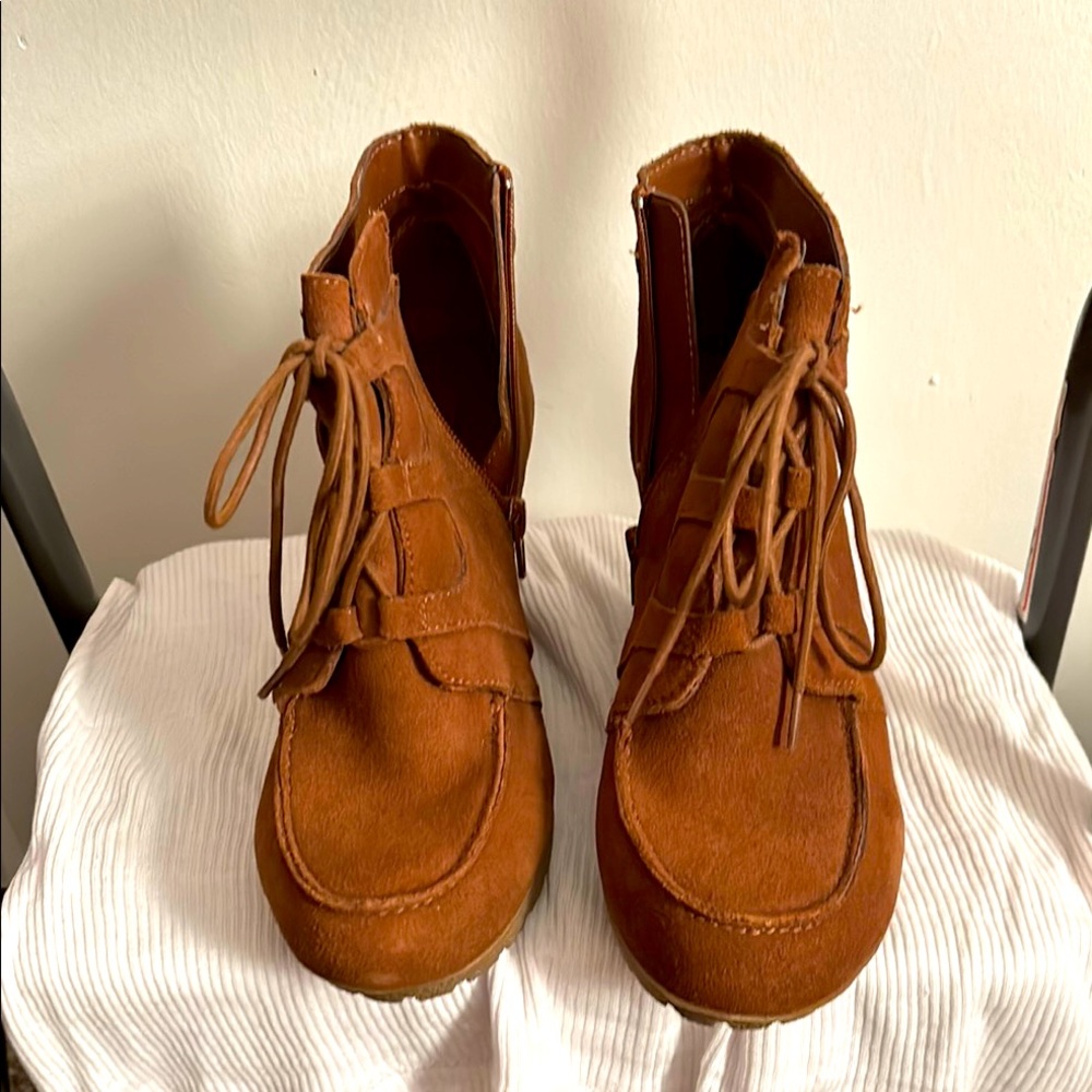Brown Women's Ankle Boots wedged heel